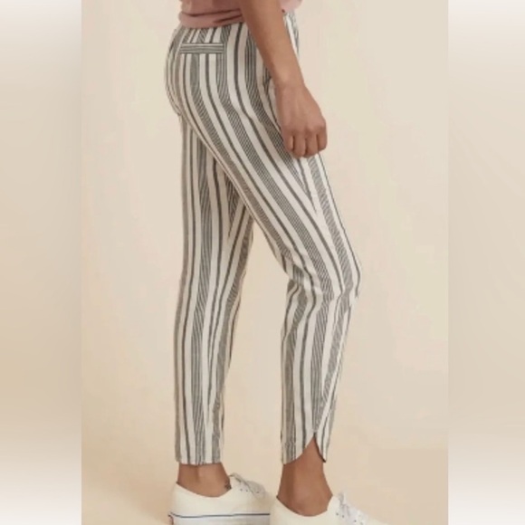 🎁HP🎁 Marine Layer Allison Pant White/Navy Strips Front Pockets Regular Large EUC - Picture 4 of 15